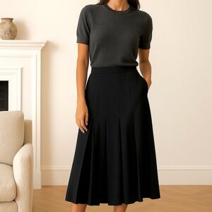 Yves Saint Laurent Rive Gauche Wool Tiered Midi Skirt – Charcoal, AW 2011